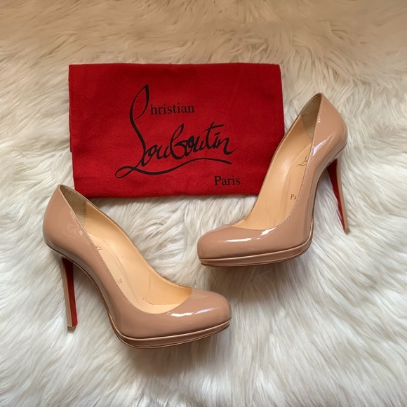 Christian Louboutin Shoes - CHRISTIAN LOUBOUTIN Neofilo 100 Nude Patent Pumps